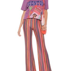 FARM Rio Multicolor Striped Knit Flare Pants